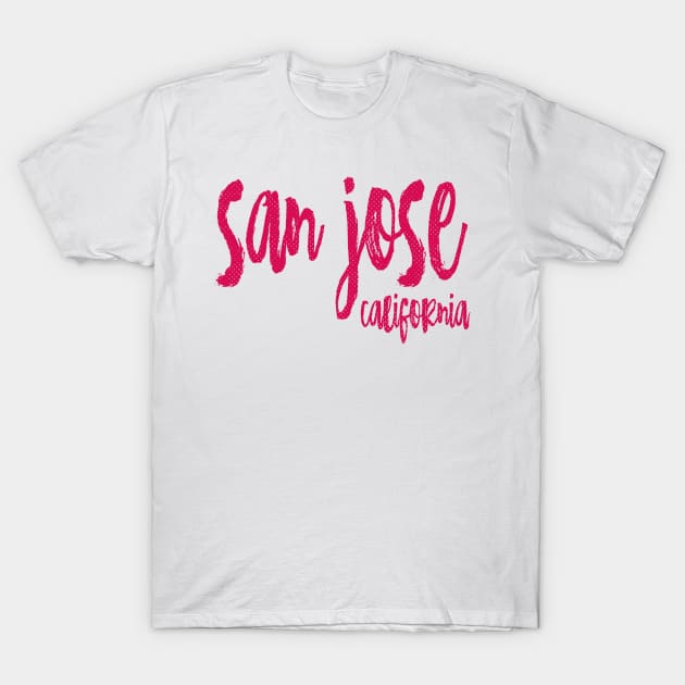 San Jose California - CA State Paint Brush Retro Red/Pink College Typography T-Shirt by thepatriotshop